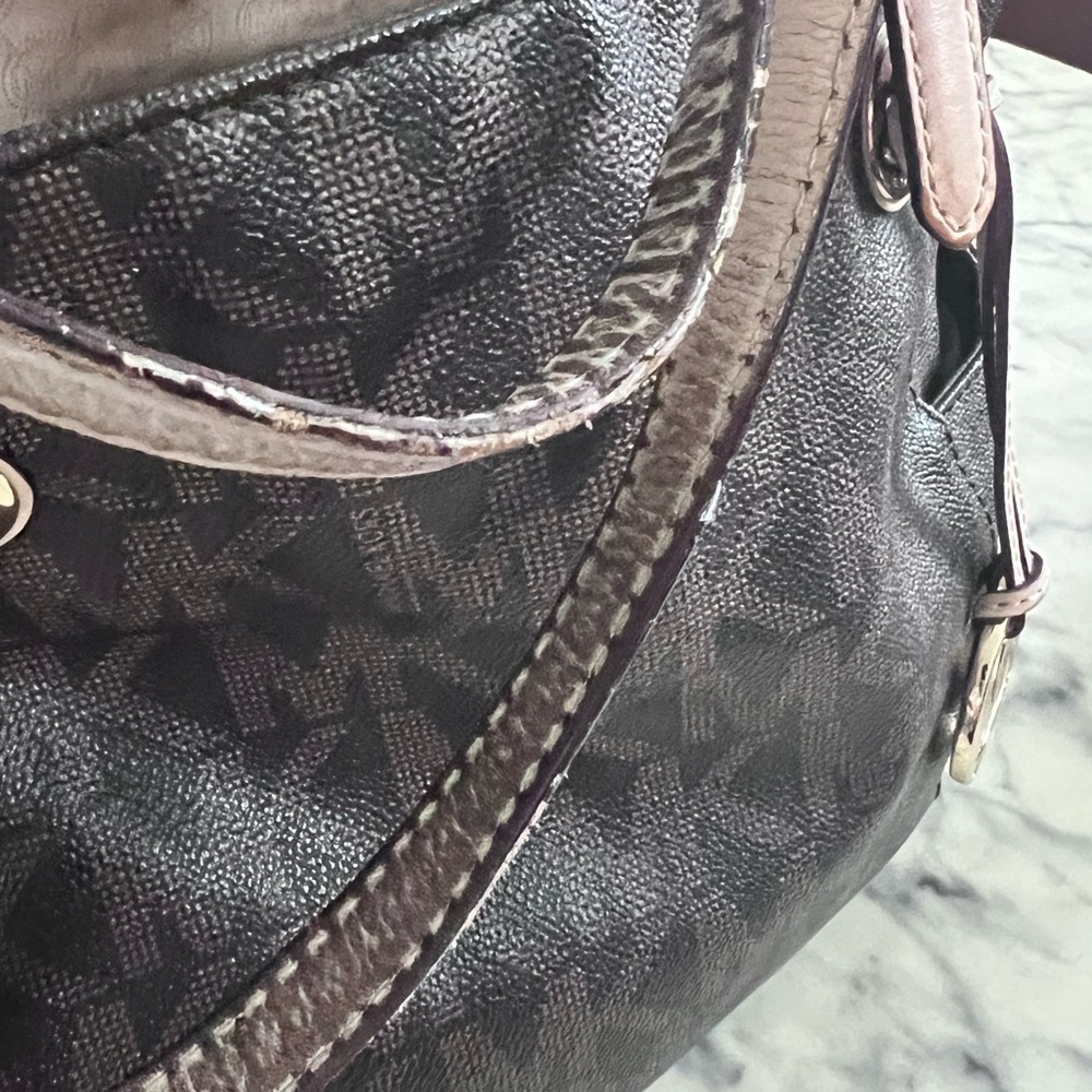Authentic Michael Kors tote dark brown tan purse handbag shoulder bag - Picture 10 of 13